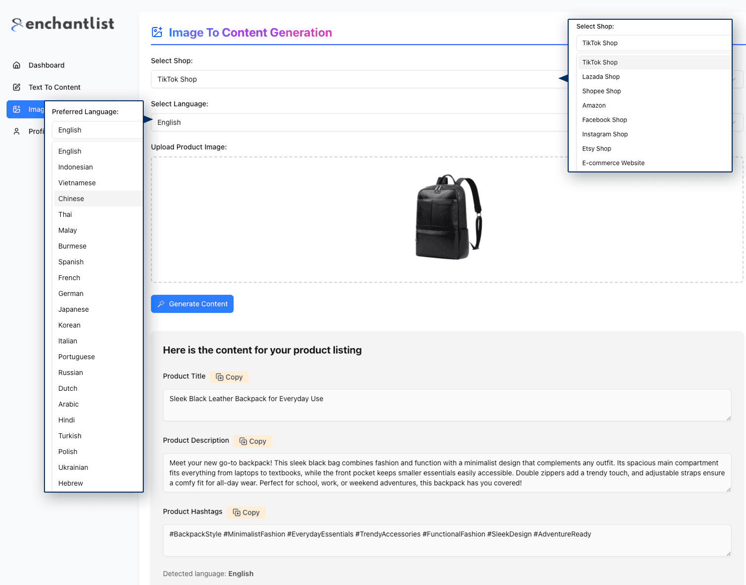 Image to Content Generation